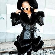 Eco leather kabátek s maxi kožíškem černý