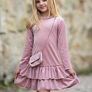 Soft velurové šaty s kabelkou pink