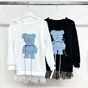 Denim teddy mikinová tunika off white