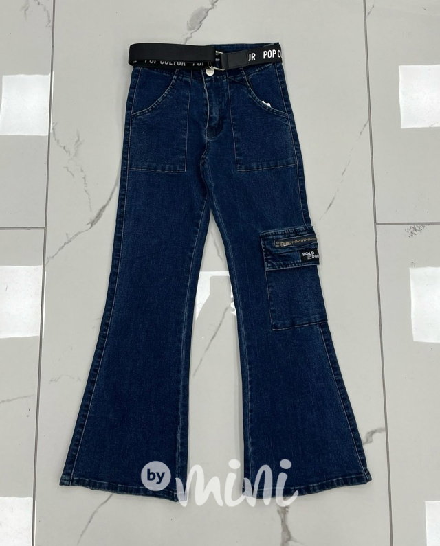 Slim denim zvonáče s páskem