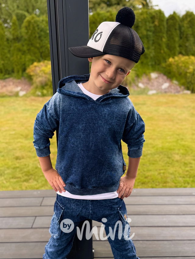 Soft denim hoodie mikina