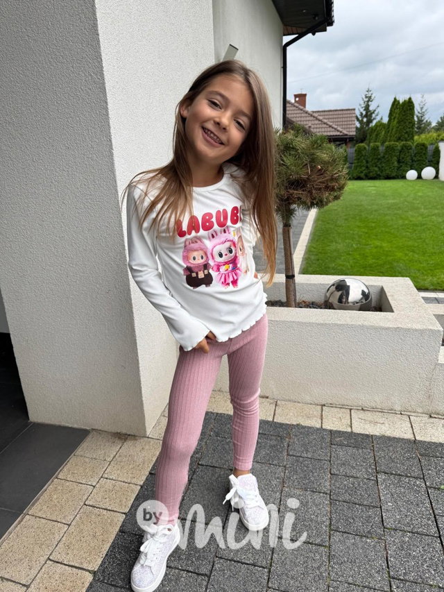 Podzimní teplé růžové legíny