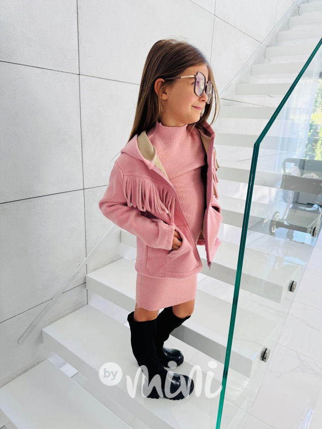 Zateplená mikina western růžová