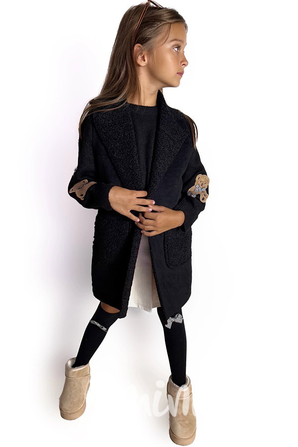 Beránková long vesta černá