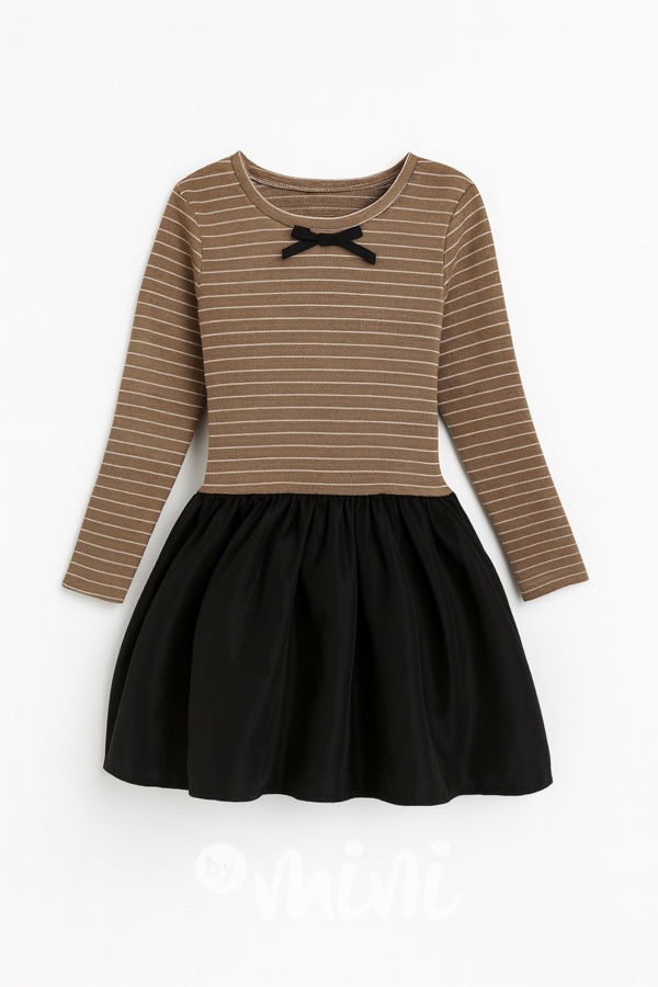 Podzimní šaty s balonovou sukní latte