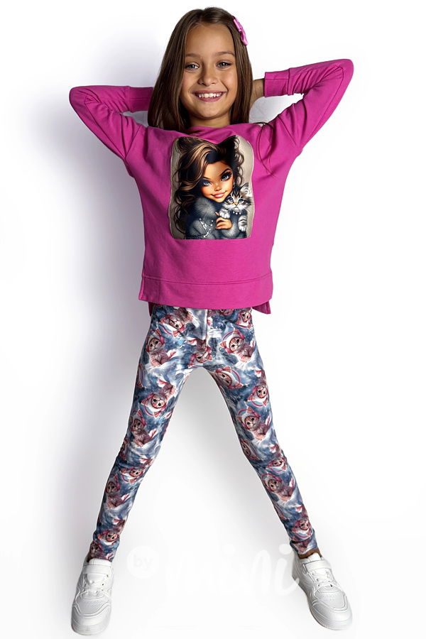 Zateplená mikinová tunika Girl & Cat