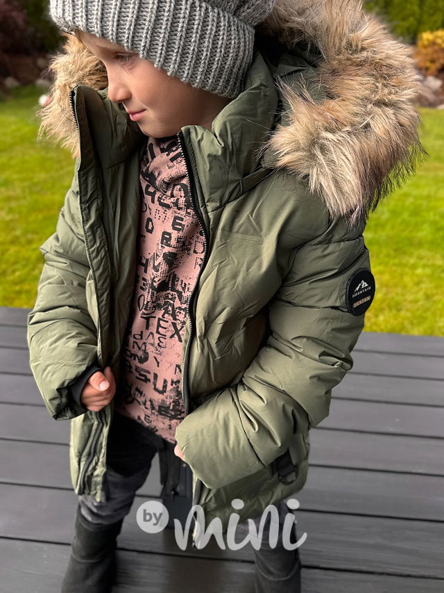 Zimní bunda s kožíškem khaki