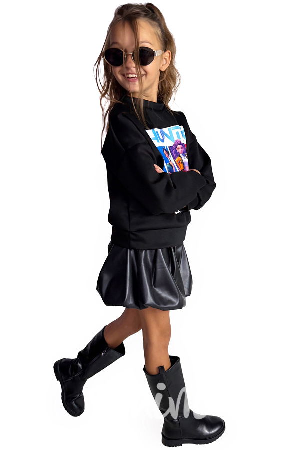 Eco leather balonové sukňokraťasy černé