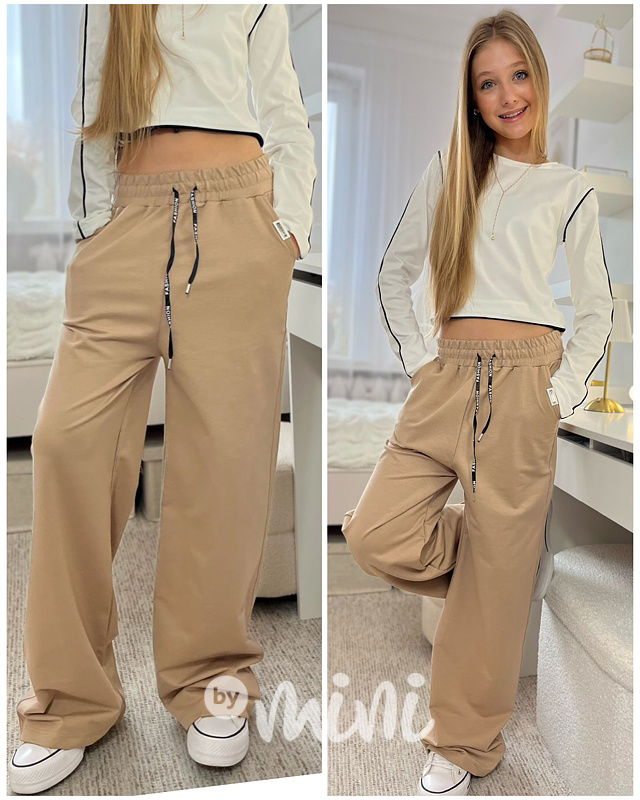 FASHION lounge volné tepláky beige