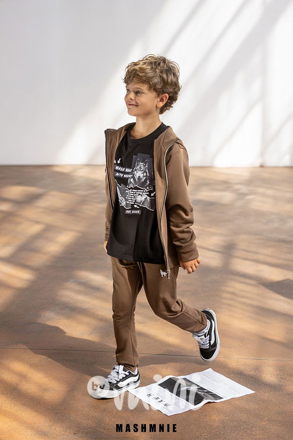 Mash Mnie long mikina zip brown