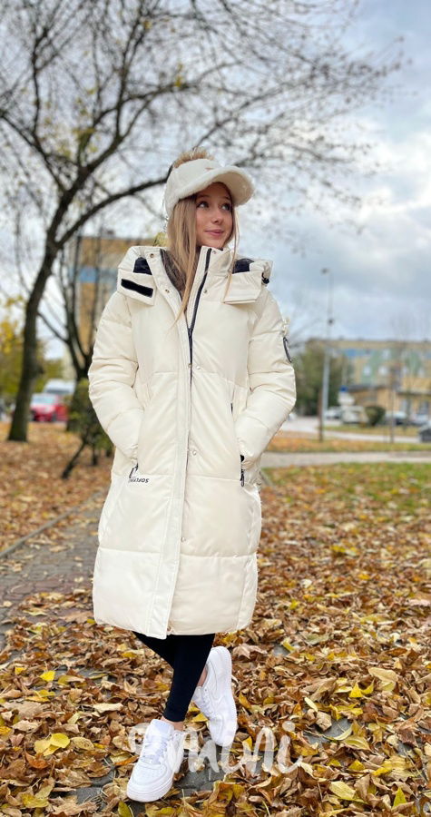 Maxi dlouhý zimní kabát SPORTY off white