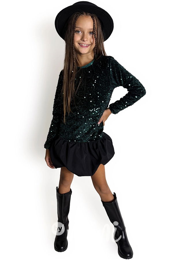 Flitrové šaty s kabelkou SMARAGD