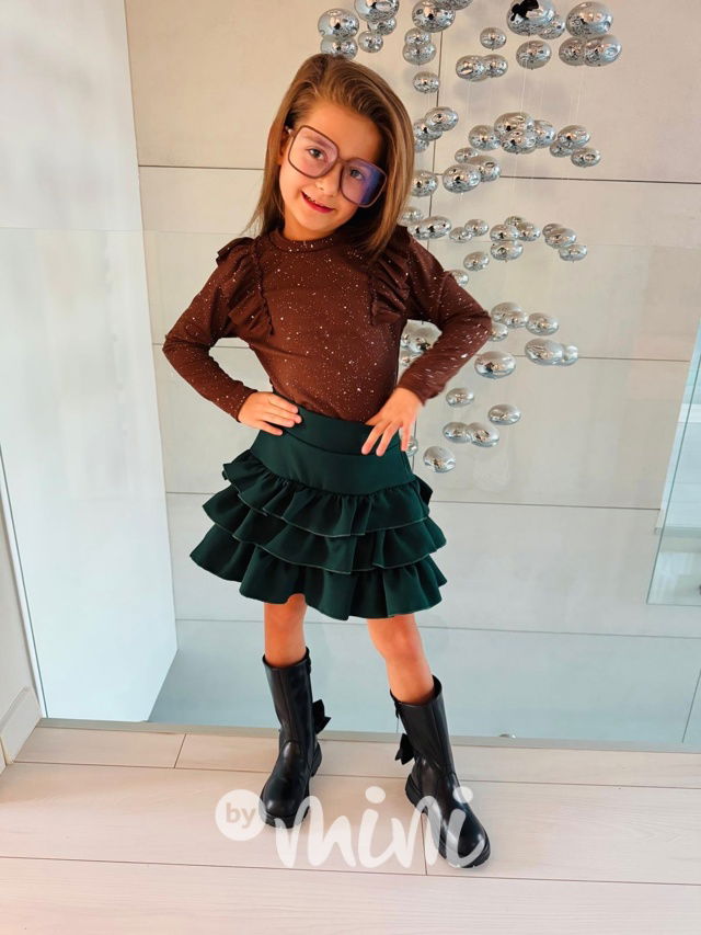 Luxury SHINE blůzka s řasením hnědá