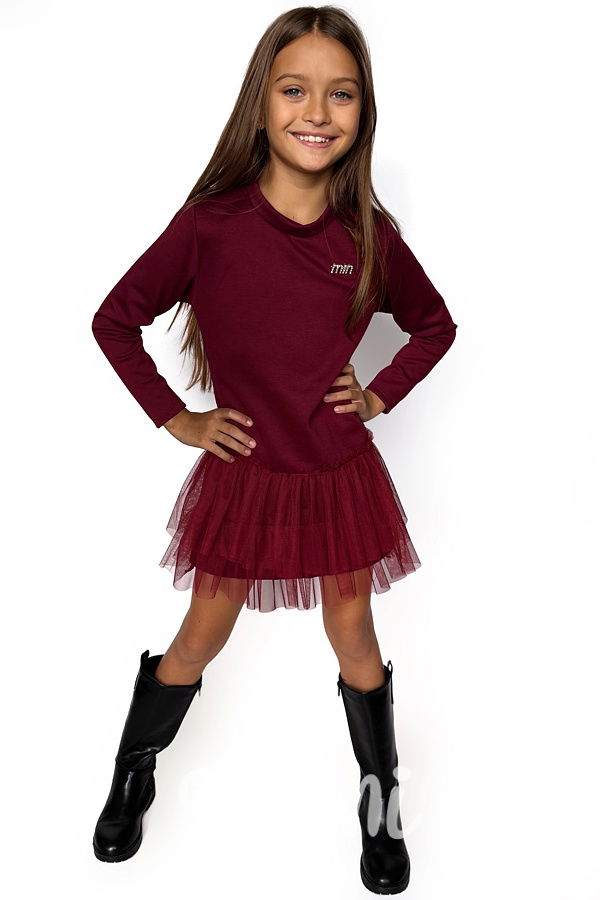 Tunikové šaty s tylem MIA bordo