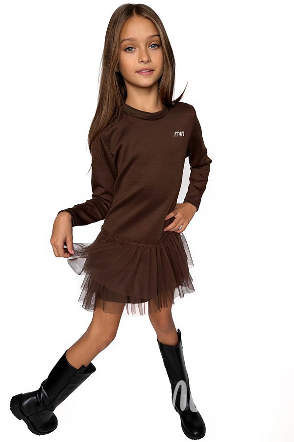 Tunikové šaty s tylem MIA chocolate