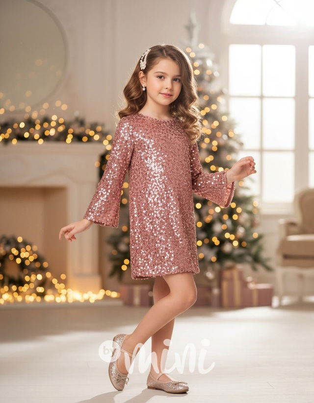 BOW flitr šaty růžové