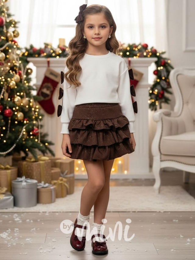 Vrstvená sukně GLOW hnědá