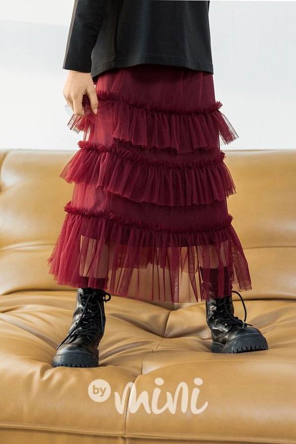 Mash Mnie midi tylová sukně bordo