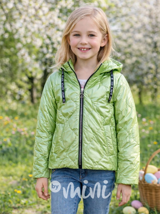 Jarní metalická bunda pistáciová