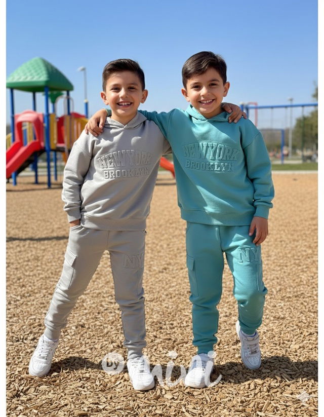 New York tepláková souprava ice grey