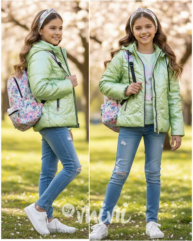 Jarní metalická bunda limetková