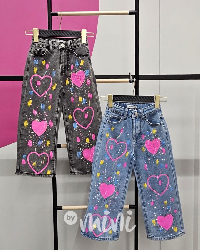 PREMIUM široké jeansy HEART blue