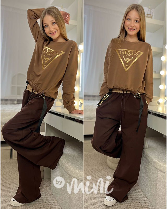 Lounge volné tepláky brown/beige