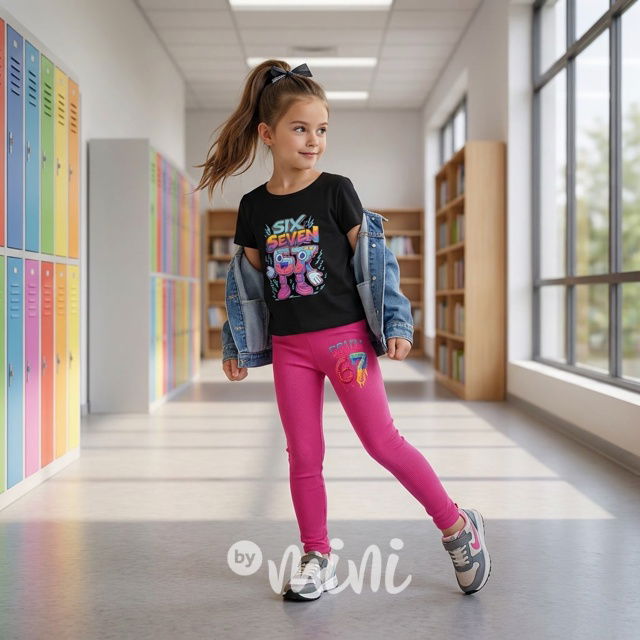 Six Seven žebrované legíny růžové