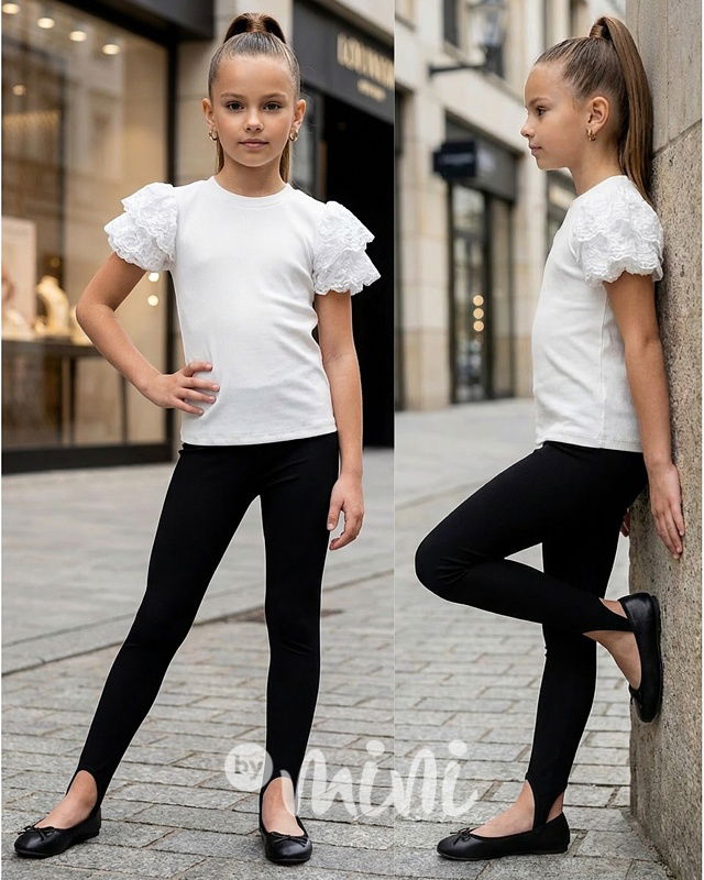 Stretch žebrované ballet legíny BLACK