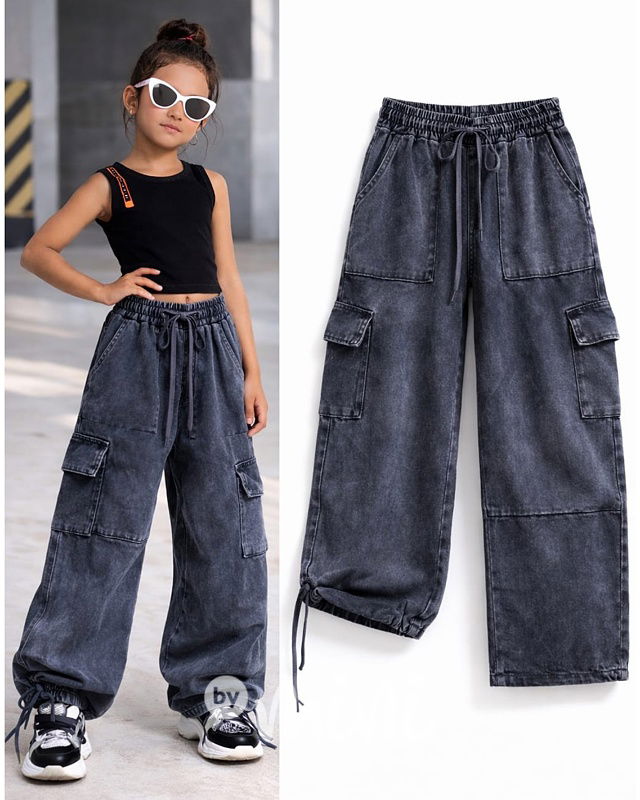 Maxi cargo baggy soft denim dark