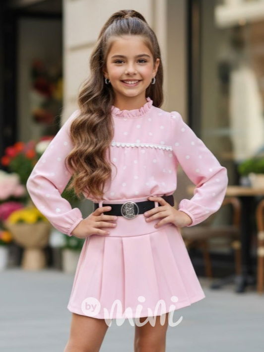 Růžové sukňokraťasy s páskem