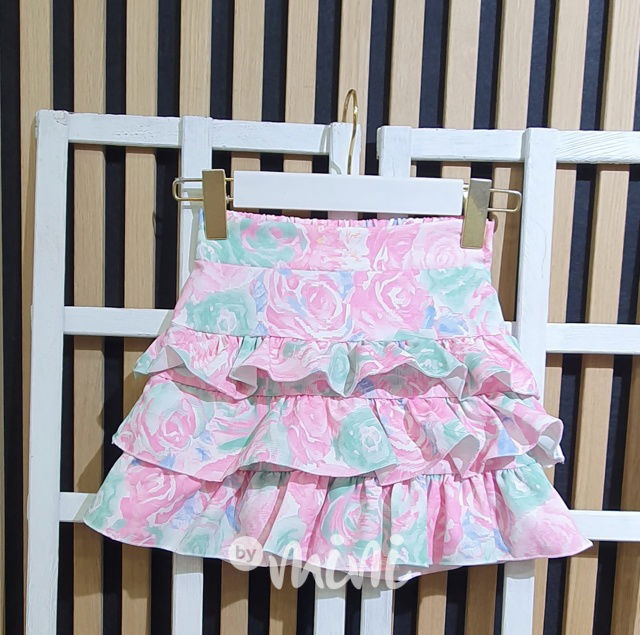 Květované sukňokraťasy pink