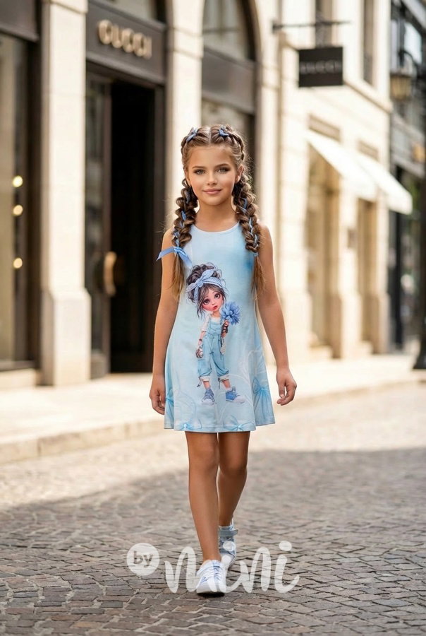 Romantické letní šaty s ilustrací nebeské