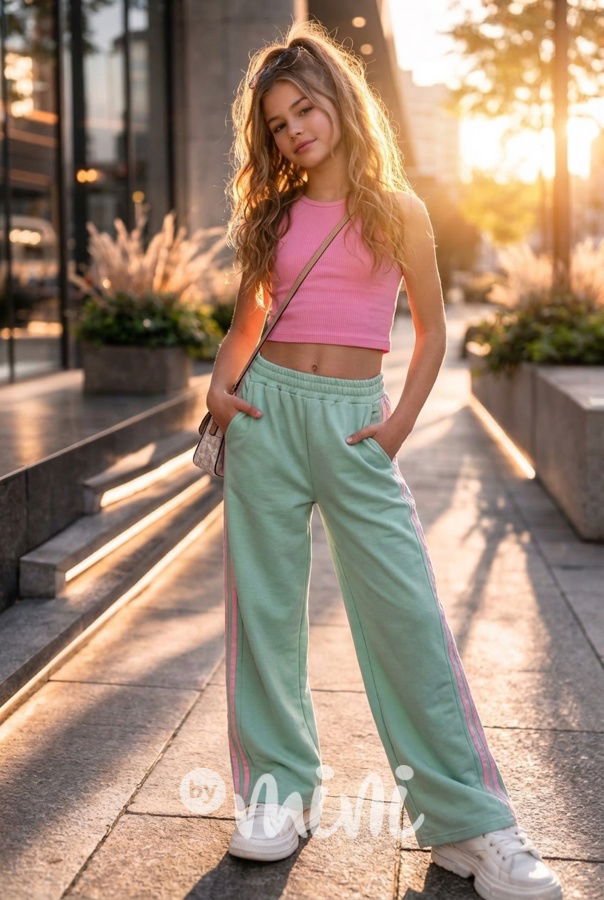 Sporty tepláky s pruhy MINT