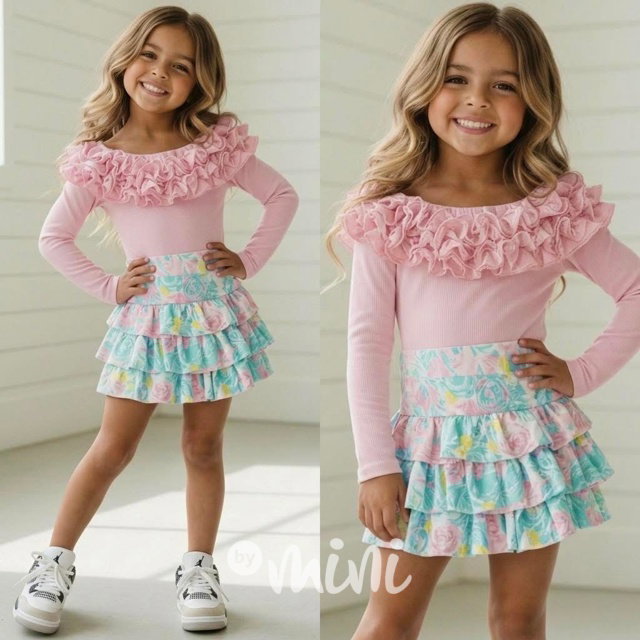 Květované sukňokraťasy tyrkys