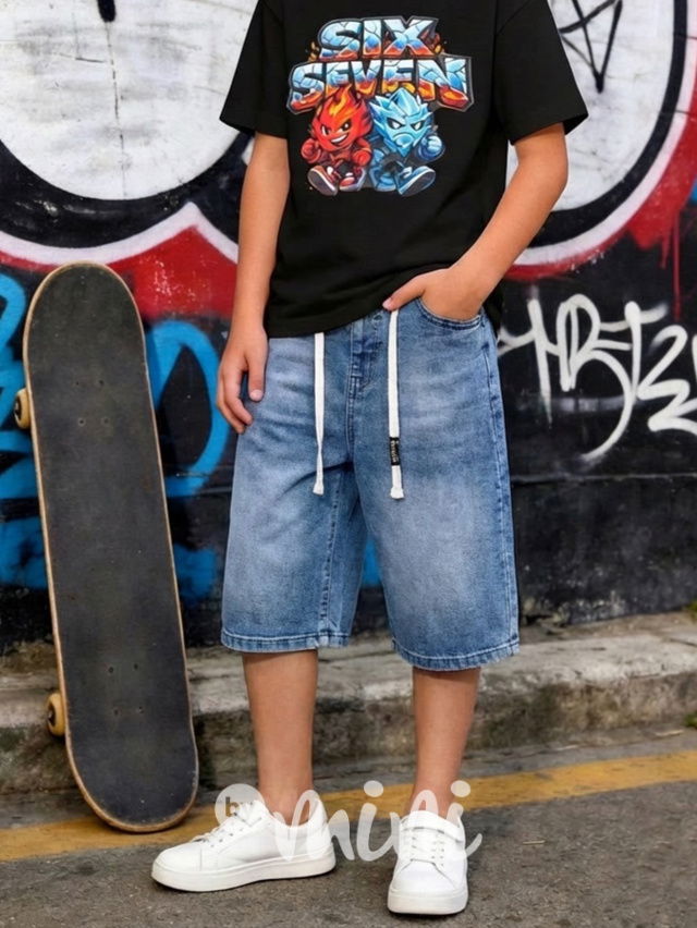 Baggy soft denim kraťasy blue