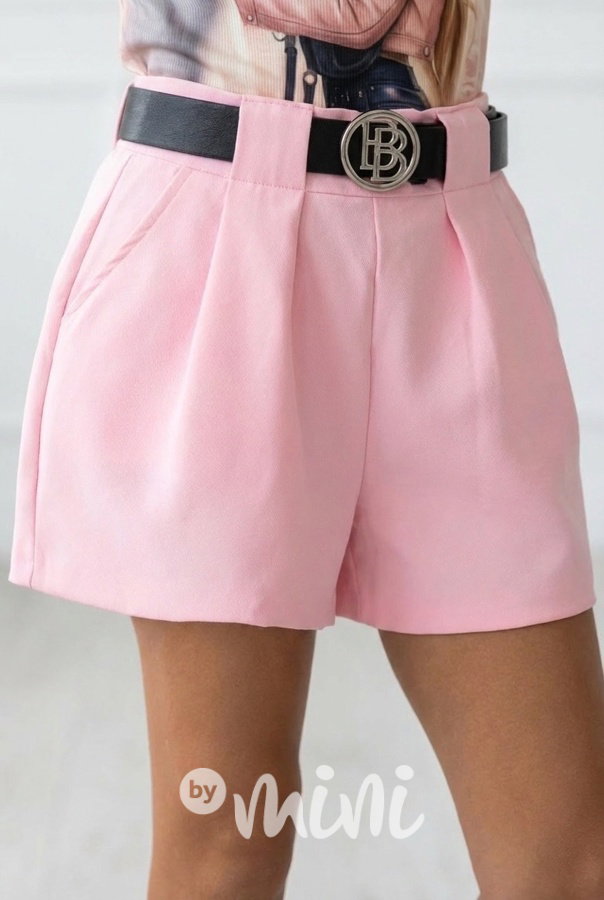 Balloon shorts s páskem pink