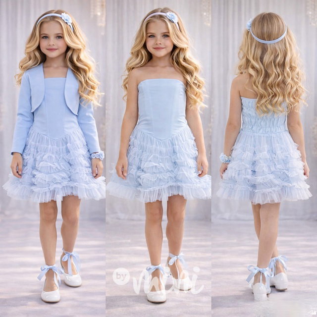 Elegant šaty + bolerko baby blue