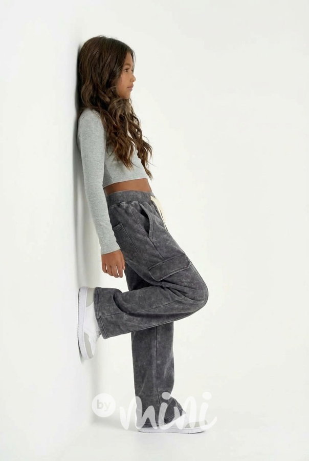 Acid wash dark cargo tepláky