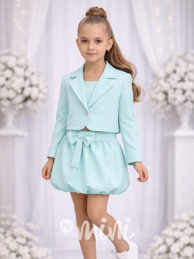Crop sako + sukně s mašličkou mint