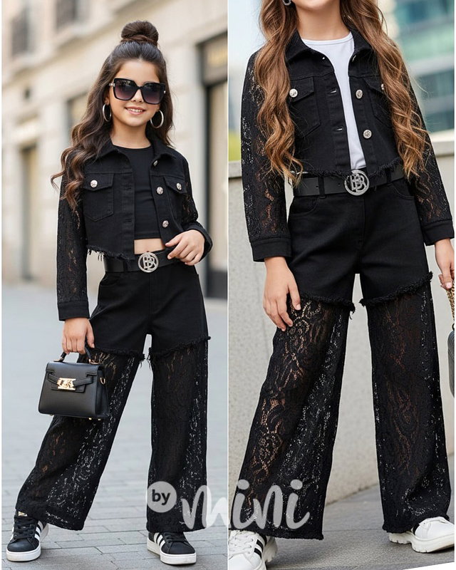 Glam lace džíny černé + pásek