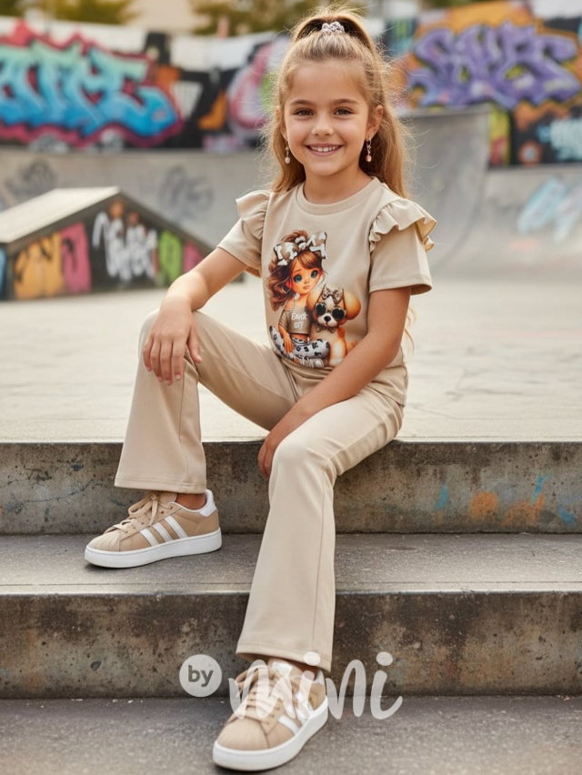 CUTIE blůzka + zvonáče beige