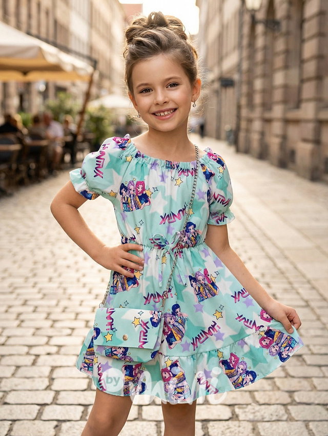 Letní HUNTRIX šaty s kabelkou mint