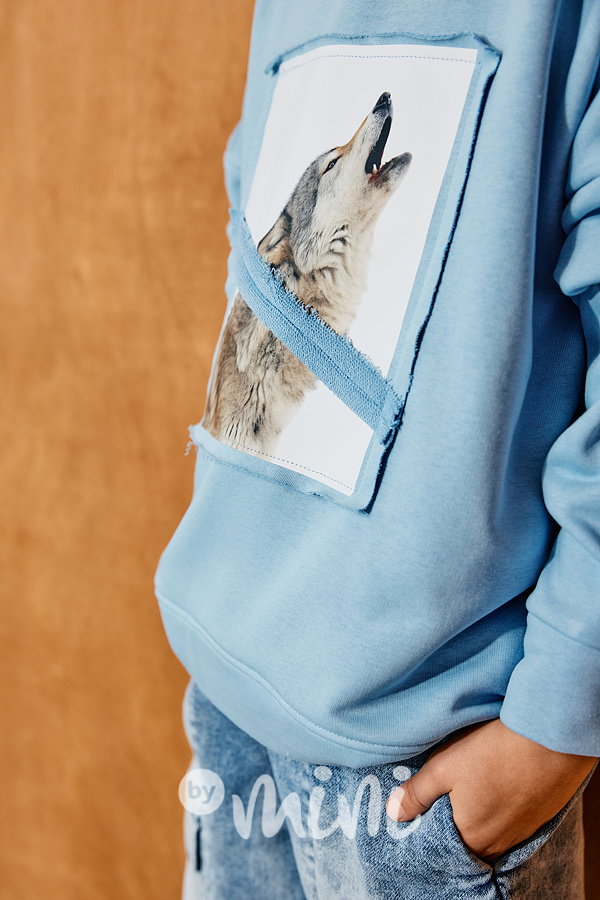 Mash Mnie hoodie mikina WOLF nebeská