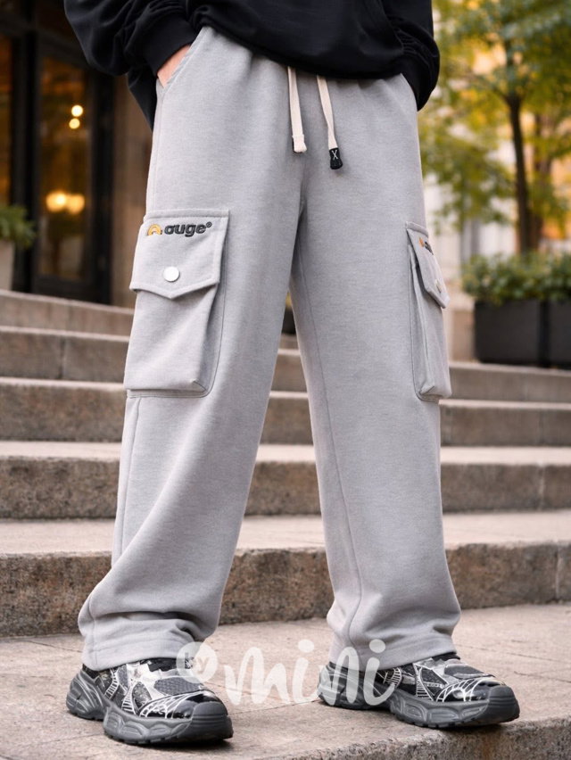 Bavlněné cargo baggy tepláky šedé