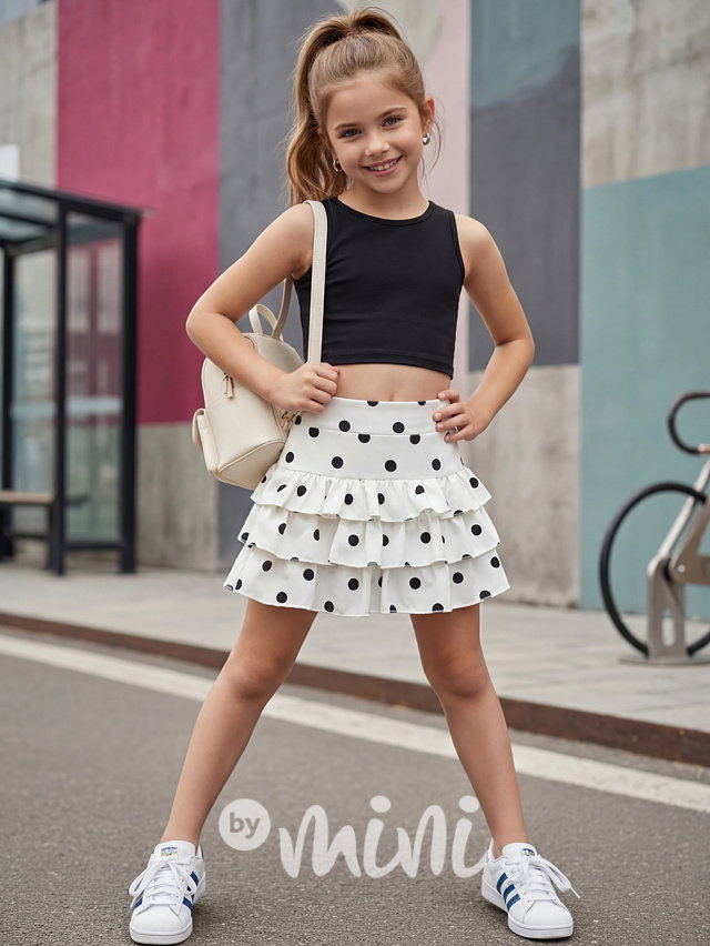 Puntíkatá frill sukýnka white/black