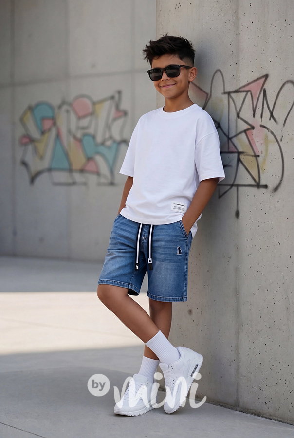 Soft denim kraťasy blue