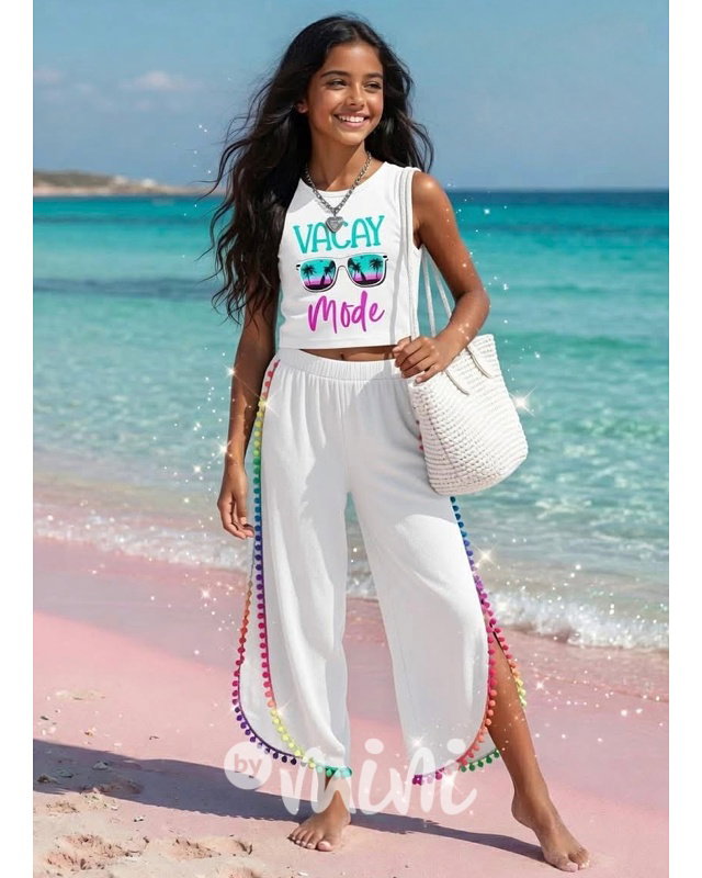 Vacay mode pompon letní beach set bílý