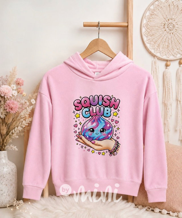 Squishy dumpling soft velur mikina růžová