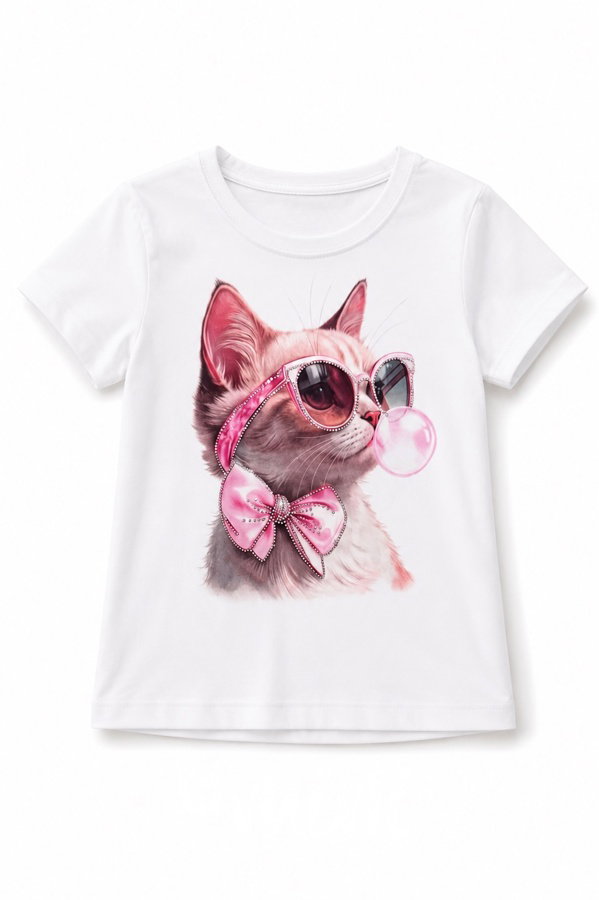 Triko pink cat s kamínky